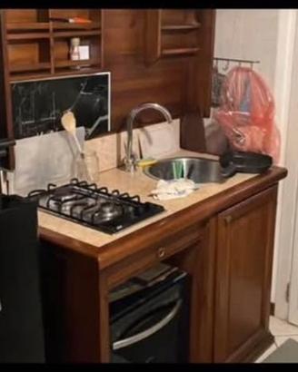 Mini cucina monoblocco in legno massello