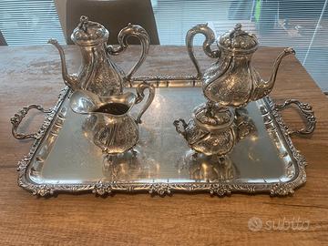 Servizio Set Argento Te Caffe con Vassoio