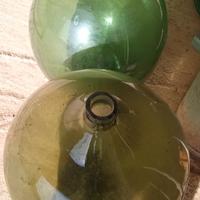 N.2 damigiane in vetro verde da arredamento