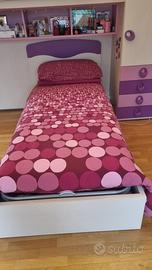 Letto testiera colorata con contenitore