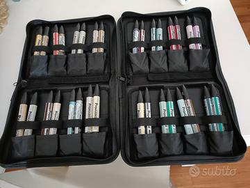32 Pennarelli Promarker + 2 astucci pelle nera - S