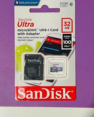 Micro SD Sandisk 32GB con adattatore Micro SD