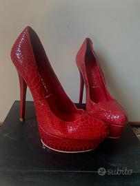 Stivali rossi pelle simil pitone casadei