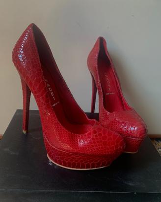 Stivali rossi pelle simil pitone casadei