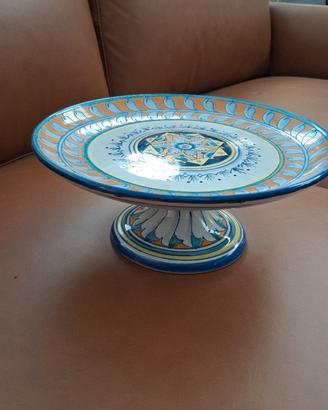 Alzata, centrotavola, fruttiera in ceramica Deruta