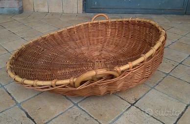 Grande Cesto Vaglio Vintage Vimini Artigianale Old