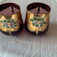 Coppia bicchieri vetro  color rubino