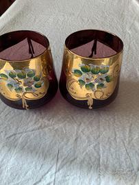 Coppia bicchieri vetro  color rubino