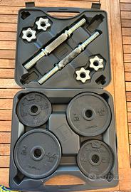 Kit manubri e pesi da palestra (vedi descrizione)