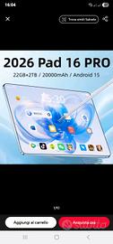 tablet 16 pro Android ultra 4k 4g+wi.fi. nuovo