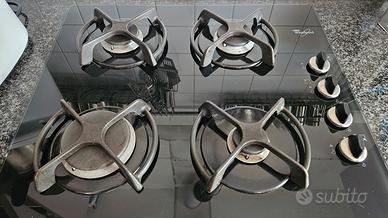 piano cottura Whirlpool, 4 bruciatori, vetro nero