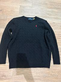 Maglione Ralph Lauren Nero trecciato-Taglia L