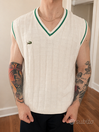 Lacoste gilet vintage bianco crema taglia L