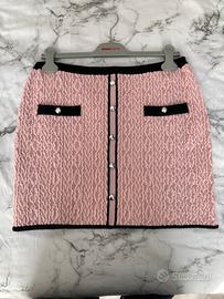 Minigonna Twinset Actitude in tweed rosa