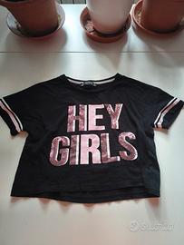 maglietta per bambine  nera e rosa 