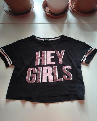 maglietta per bambine  nera e rosa 