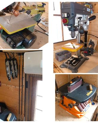 Traforo, compressore, levigatrice, trapano banco