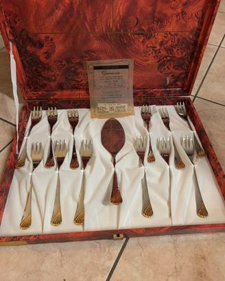 Set posate da dessert acciaio laminato oro 24k