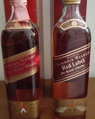 bottiglie vintage whisky Johnny Walker con box