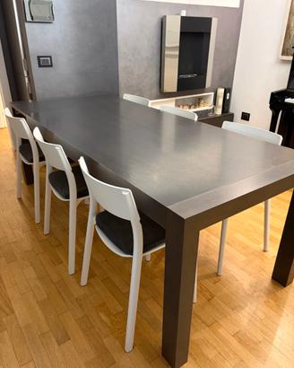 Tavolo allungabile rovere grigio 6/12 posti+sedie
