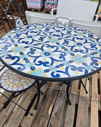 Tavolo Tondo da 90cm Ferro Mosaico Nuovi 