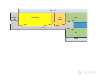 Ampio e luminoso quadrivani in stabile signorile t