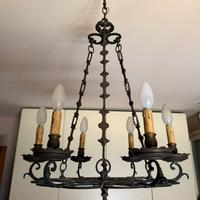 Lampadario in ferro battuto vintage