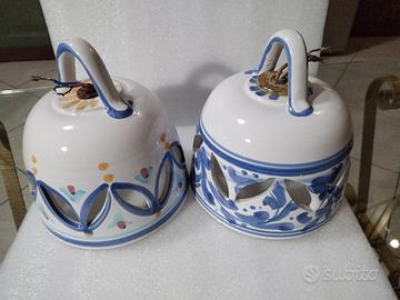  COPPIA LAMPADARI IN CERAMICA SICILIANA 