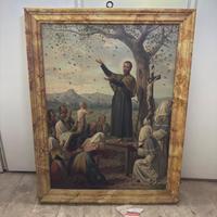 Grande Dipinto Antico Olio su Tela - Scena Religio