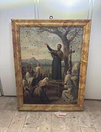 Grande Dipinto Antico Olio su Tela - Scena Religio