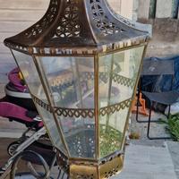 lampadario sopspensione ottone e vetro 