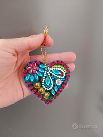 Portachiavi cuore diamond painting doppia facci