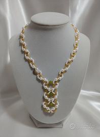 Collana Perle stile vintage 800 gemme giada