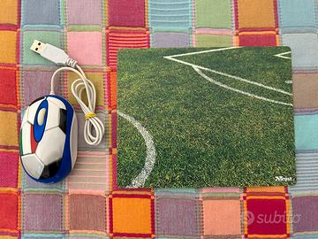 Mouse + tappetino mouse Trust stile calcio