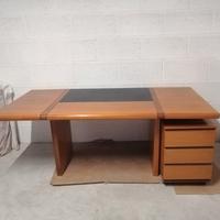 scrivania legno inserto pelle, per casa o ufficio