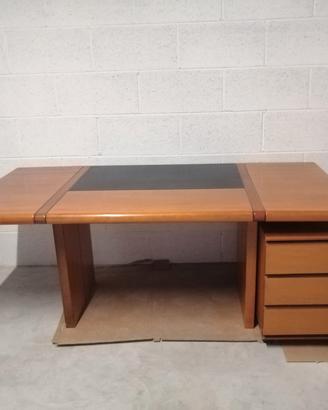 scrivania legno inserto pelle, per casa o ufficio