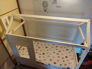 Lettino casetta bambini+materasso 160x80