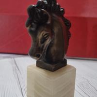 Statua Cavallo Bronzo con base in marmo