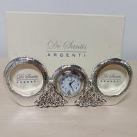 Doppia cornice con orologio e fiorellini