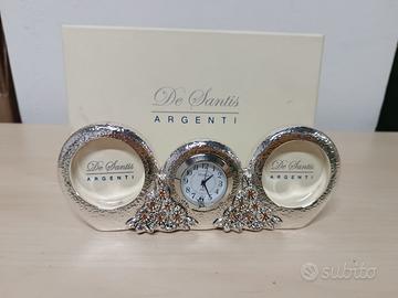 Doppia cornice con orologio e fiorellini