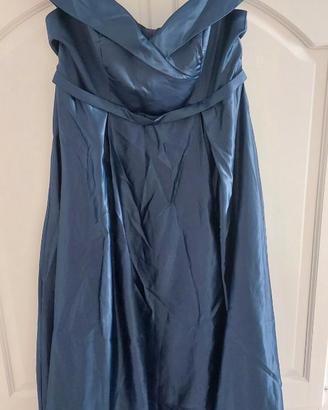 abito in raso cerimonia blu tg 50