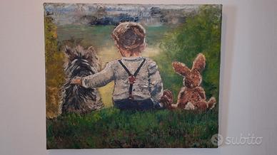 Quadro "Tre amici" olio su tela