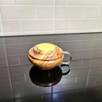 Legno di ulivo portacandela manico acciaio inox