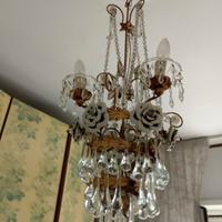 lampadario vetro con gocce di cristallo - effetto