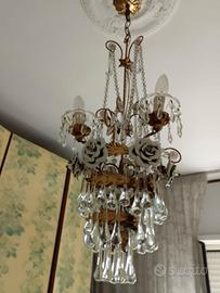 lampadario vetro con gocce di cristallo - effetto