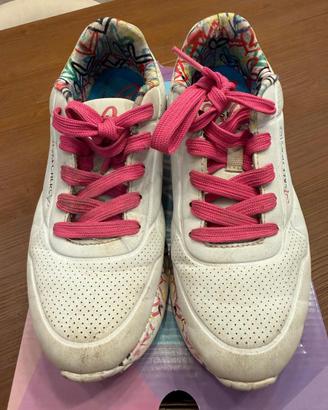 SCARPE SKECHER COLORE BIANCO TAGLIA 36 LACCI ROSA