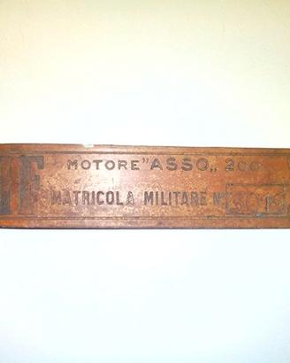 Targa originale matricola militare isotta fraschin