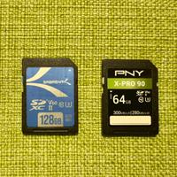 Schede SD - 128 GB V60 Sabrent - 64 GB PNY x90 pro