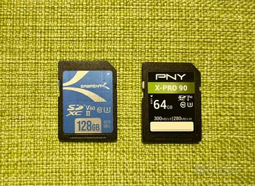 Schede SD - 128 GB V60 Sabrent - 64 GB PNY x90 pro