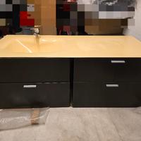 Mobile bagno legno e base in vetro